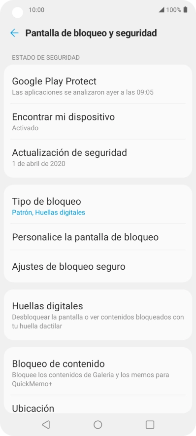 Pulsa Tipo de bloqueo e introduce el código de seguridad extra que has creado anteriormente.