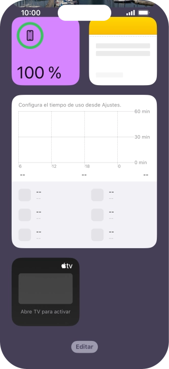 Pulsa el widget deseado hasta que aparezca un menú emergente en la pantalla.