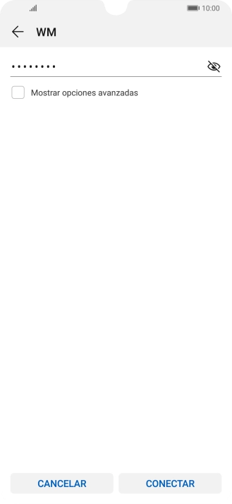 Introduce la contraseña de la red wifi y pulsa CONECTAR.