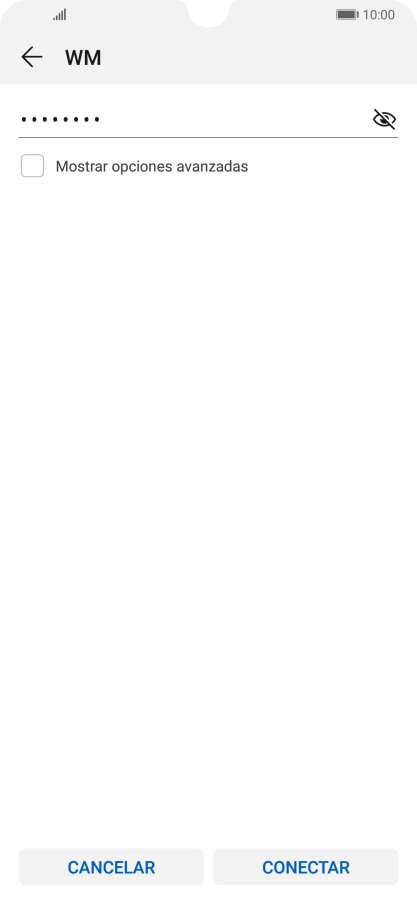 Introduce la contraseña de la red wifi y pulsa CONECTAR.