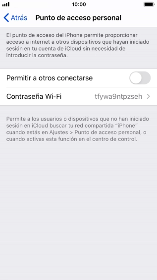 Pulsa Contraseña Wi-Fi e introduce una contraseña.