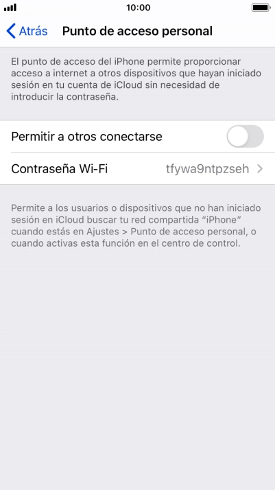 Pulsa Contraseña Wi-Fi e introduce una contraseña.