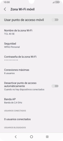 Pulsa Nombre de la zona Wi-Fi.