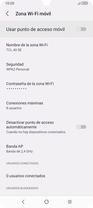 Pulsa Nombre de la zona Wi-Fi.