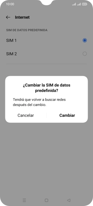 Si cambias de tarjeta SIM, pulsa Cambiar.
