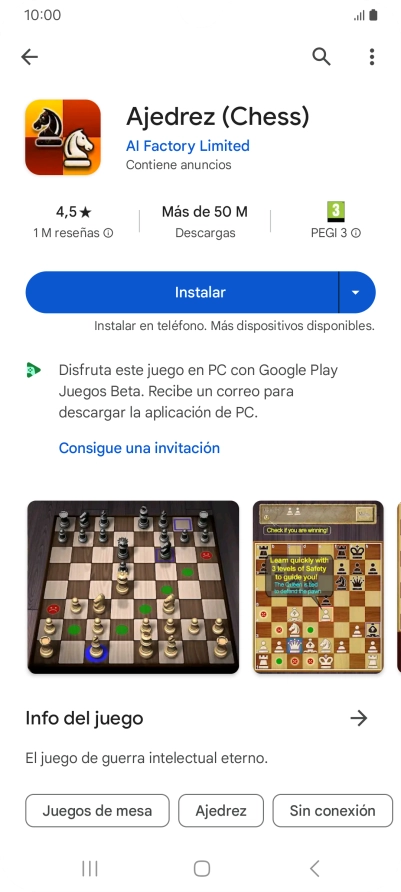 Pulsa Instalar y sigue las indicaciones de la pantalla para instalar la app.