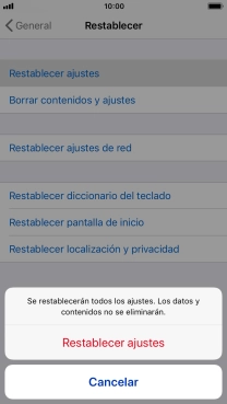 Pulsa Restablecer ajustes. Pulsa Restablecer ajustes.
