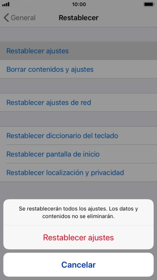 Pulsa Restablecer ajustes. Pulsa Restablecer ajustes.