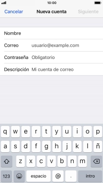 Pulsa Correo e introduce tu dirección de correo electrónico.