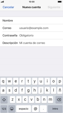 Pulsa Correo e introduce tu dirección de correo electrónico.