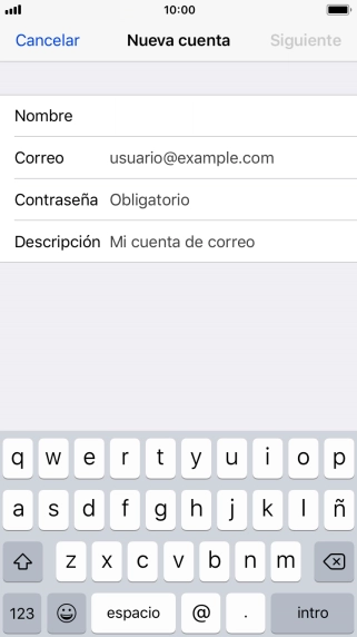 Pulsa Correo e introduce tu dirección de correo electrónico.