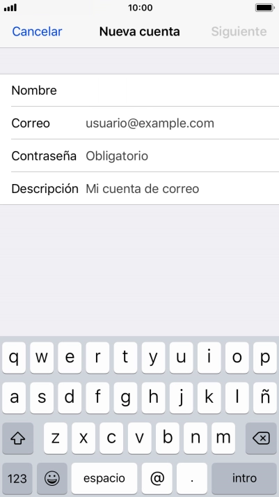 Pulsa Correo e introduce tu dirección de correo electrónico.