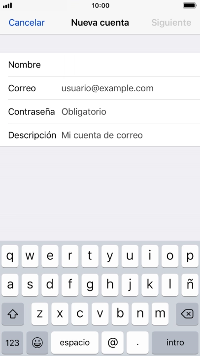 Pulsa Correo e introduce tu dirección de correo electrónico.