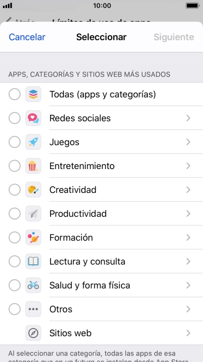 Pulsa las categorías deseadas.