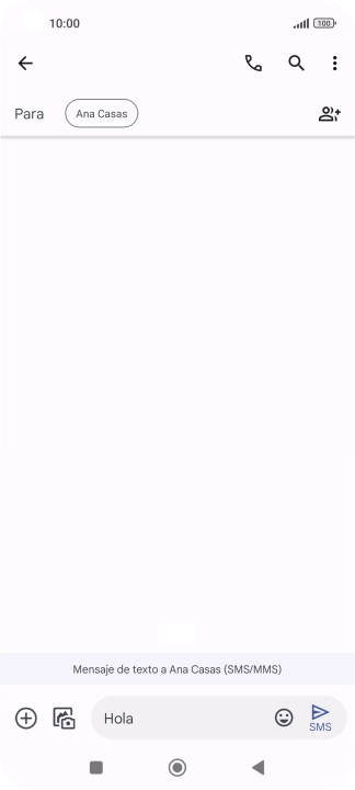 Pulsa el icono de envío cuando termines de escribir el mensaje corto.