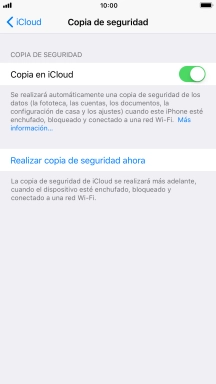 Pulsa Realizar copia de seguridad ahora y espera mientras se hace una copia de seguridad del contenido de la memoria del teléfono.