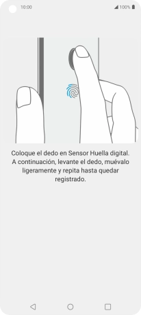 Sigue las indicaciones de la pantalla para crear una huella digital como código de seguridad.