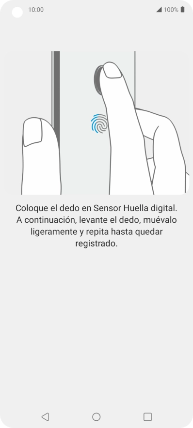 Sigue las indicaciones de la pantalla para crear una huella digital como código de seguridad.