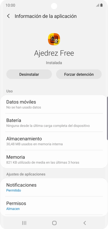 Pulsa Almacenamiento.