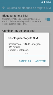 Introduce tu código PIN y pulsa ACEPTAR.