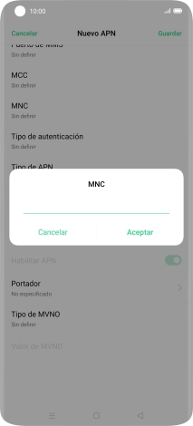 Introduce 01 y pulsa Aceptar.