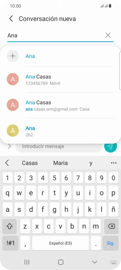 Pulsa el contacto deseado.