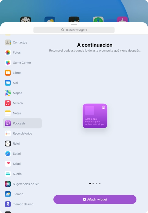Pulsa Añadir widget.