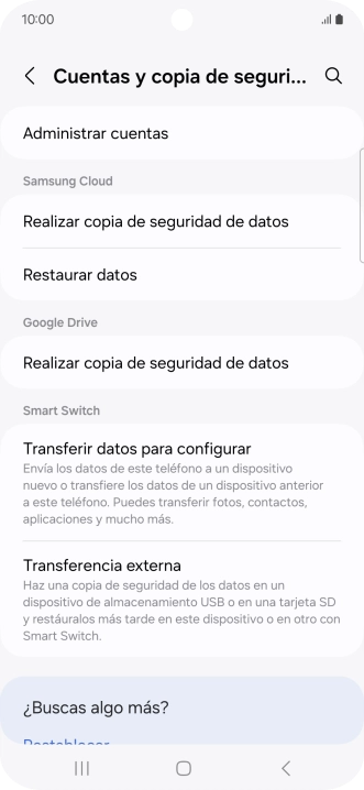 Pulsa Administrar cuentas.