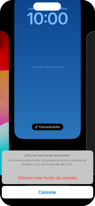 Pulsa Eliminar este fondo de pantalla.