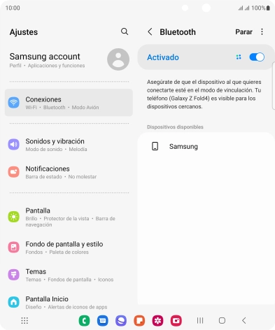 Pulsa el dispositivo Bluetooth deseado y sigue las indicaciones de la pantalla para vincular el dispositivo al teléfono.