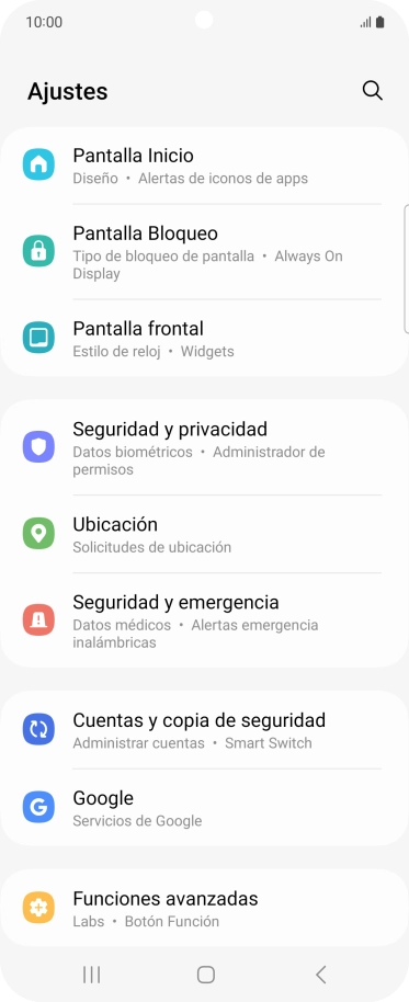 Pulsa Cuentas y copia de seguridad.