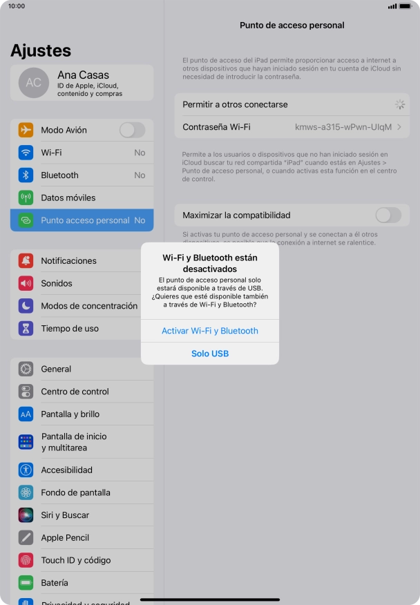 Si el wifi está desactivado, pulsa Activar Wi-Fi y Bluetooth. Si el wifi está desactivado, pulsa Activar Wi-Fi y Bluetooth.