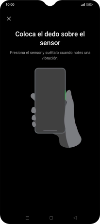 Sigue las indicaciones de la pantalla para crear una huella digital como código de seguridad.