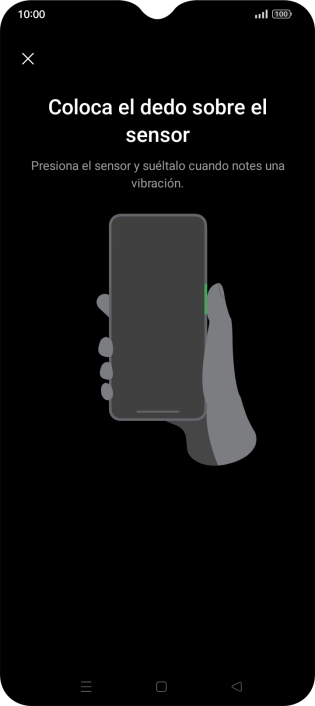 Sigue las indicaciones de la pantalla para crear una huella digital como código de seguridad.