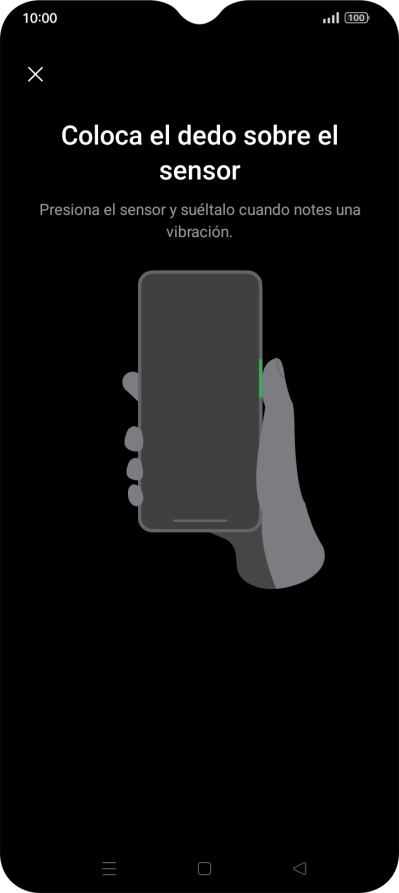 Sigue las indicaciones de la pantalla para crear una huella digital como código de seguridad.