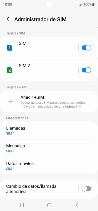 Pulsa la tarjeta SIM deseada.