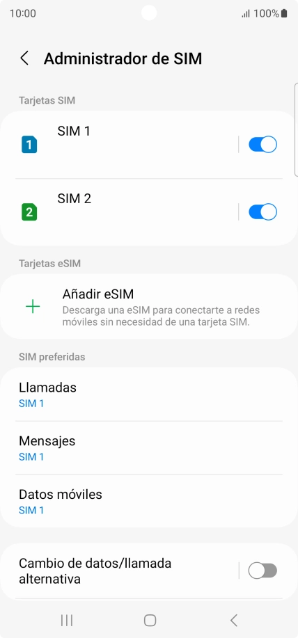 Pulsa la tarjeta SIM deseada.