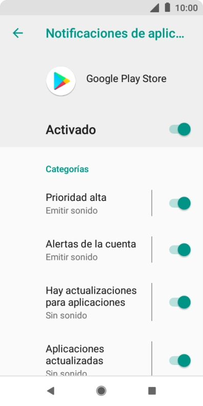 Pulsa el indicador bajo el nombre de la app para activar o desactivar la función. Pulsa el indicador bajo el nombre de la app para activar o desactivar la función.
