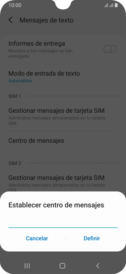 Introduce +34607003110 y pulsa Definir.