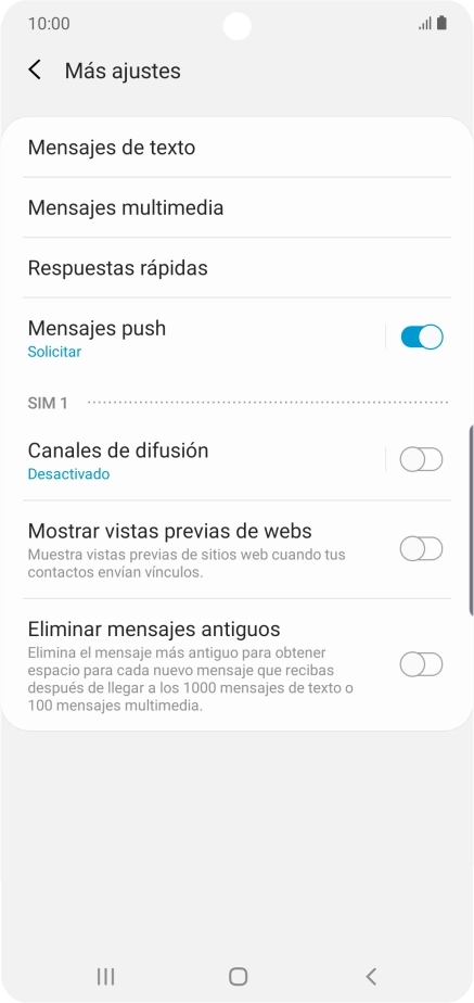 Pulsa Mensajes de texto.