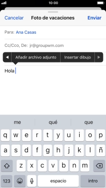 Pulsa Añadir archivo adjunto y sigue las indicaciones de la pantalla para adjuntar un documento.