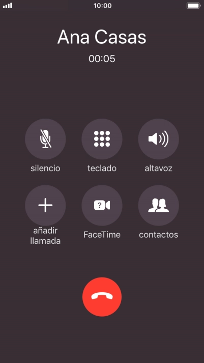 Pulsa el icono de finalizar llamadas para colgar.