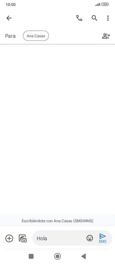 Pulsa el icono de envío cuando termines de escribir el mensaje corto.