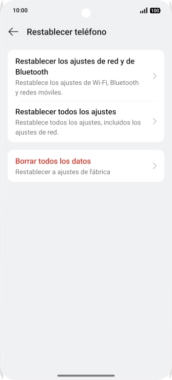 Pulsa Borrar todos los datos.