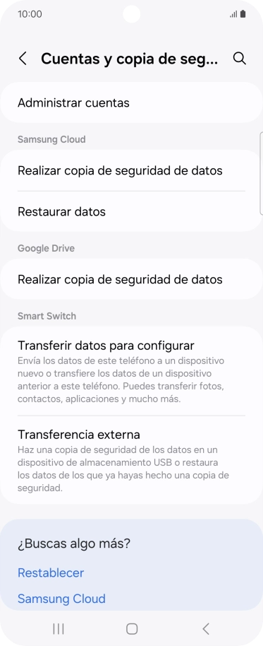 Pulsa Administrar cuentas.