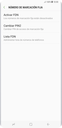 Pulsa Activar FDN para activar la marcación fija.