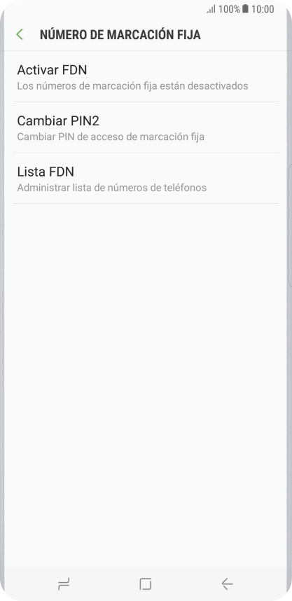 Pulsa Activar FDN para activar la marcación fija.