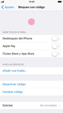 Pulsa Desactivar código e introduce el código de seguridad.