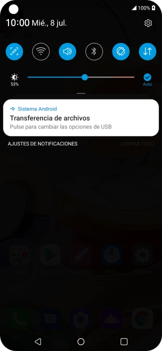 Pulsa Pulse para cambiar las opciones de USB.