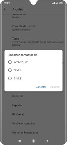 Pulsa la tarjeta SIM deseada.